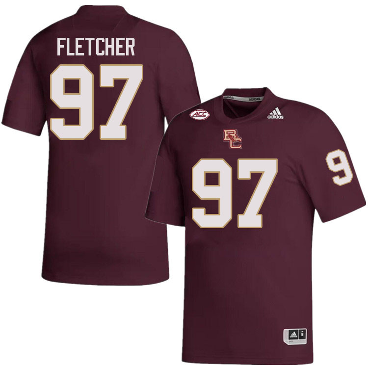 Boston College Eagles #97 Holt Fletcher College Football Jerseys Stitched-Maroon